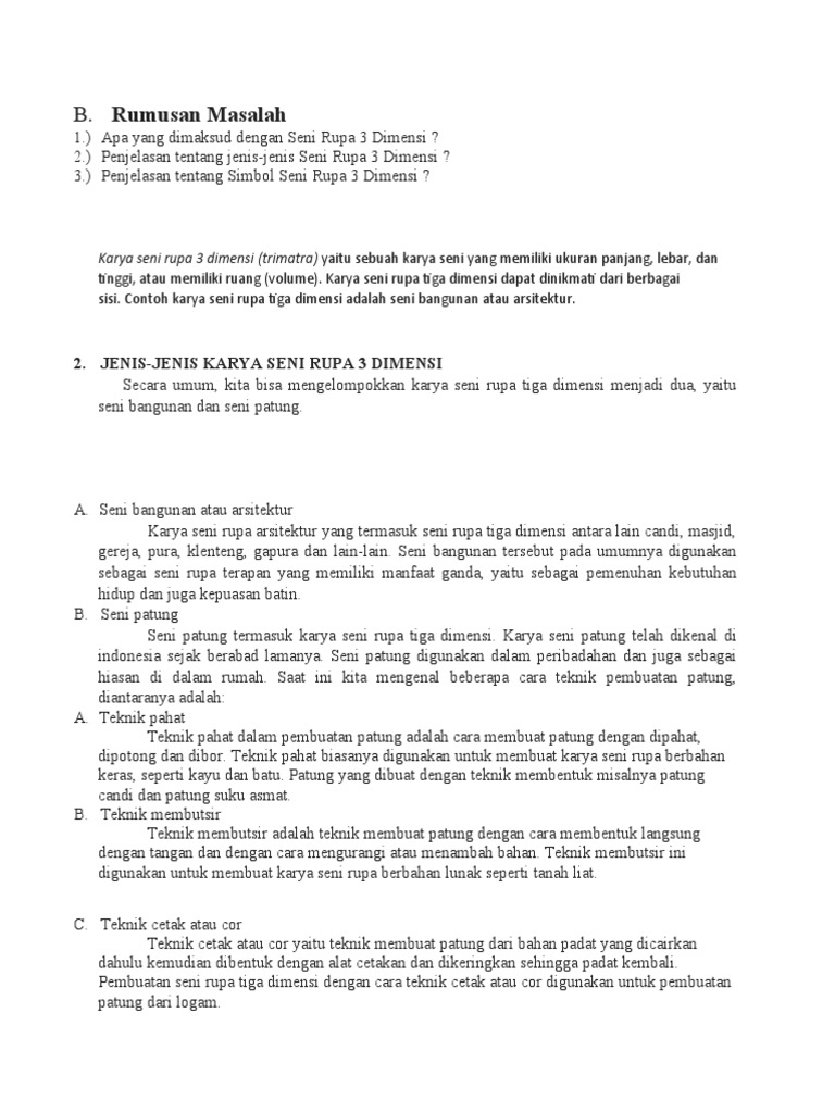 Seni Rupa 3 Dimensi Pdf