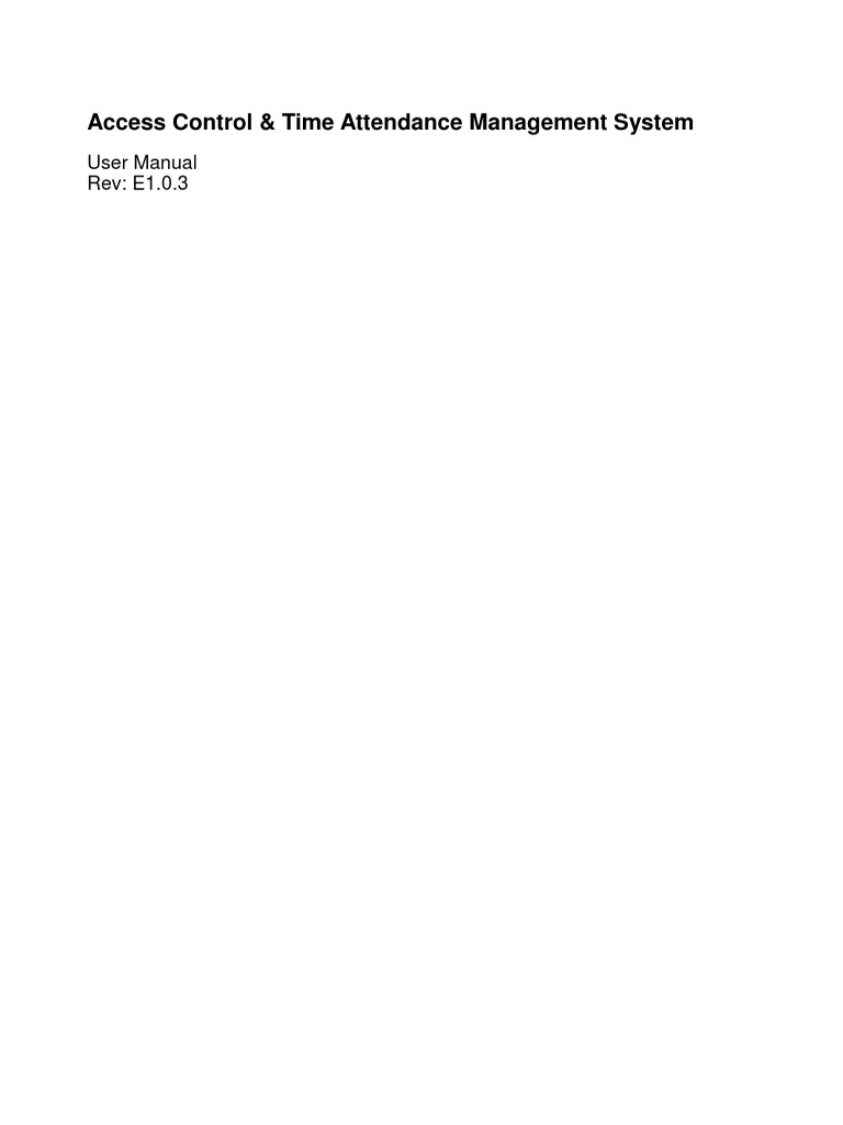 Access Control & Attendance System Manual | PDF | Installation ...