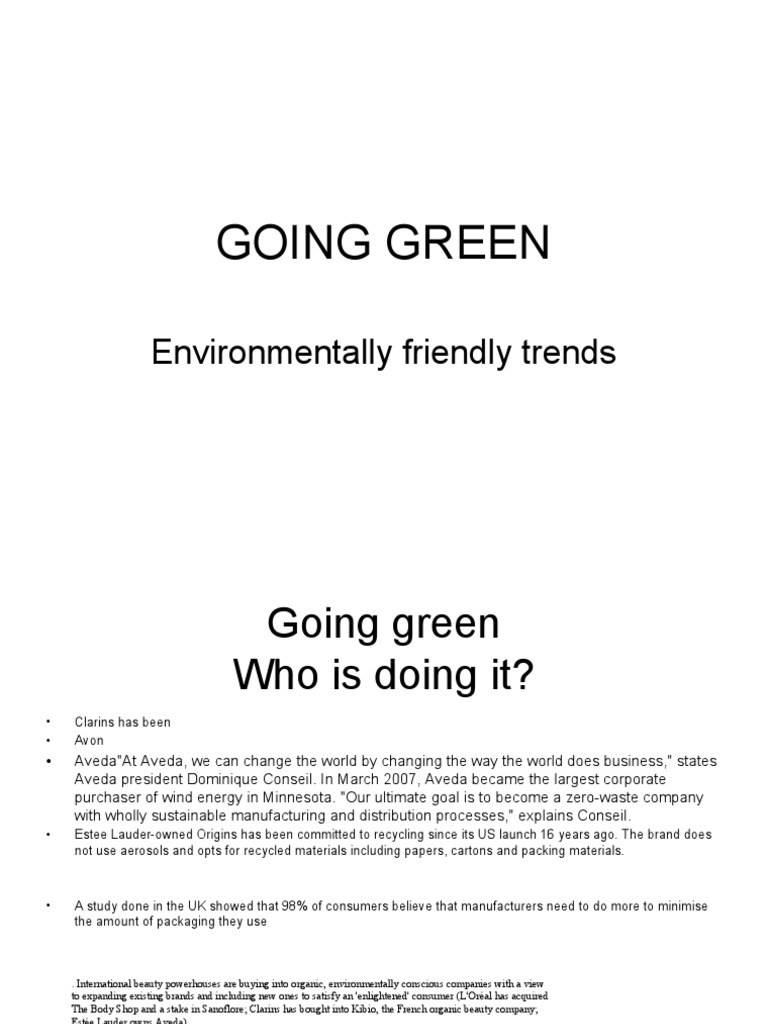 Going Green: Environmentally Friendly Trends | PDF | Jeans | Recycling
