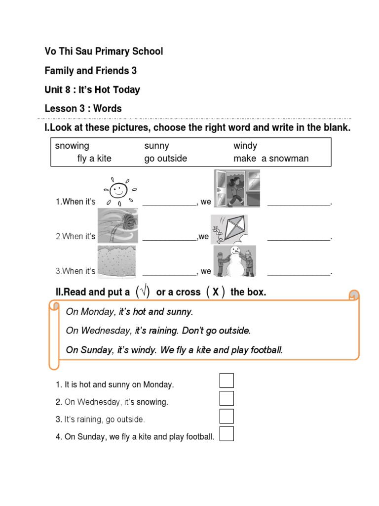 Unit 8: It's Hot Today - Lesson 3 | PDF