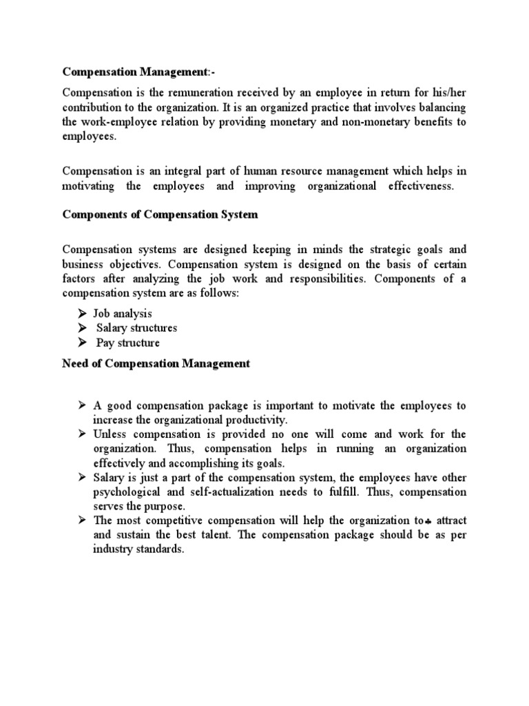 Total Compensation System Overview | PDF