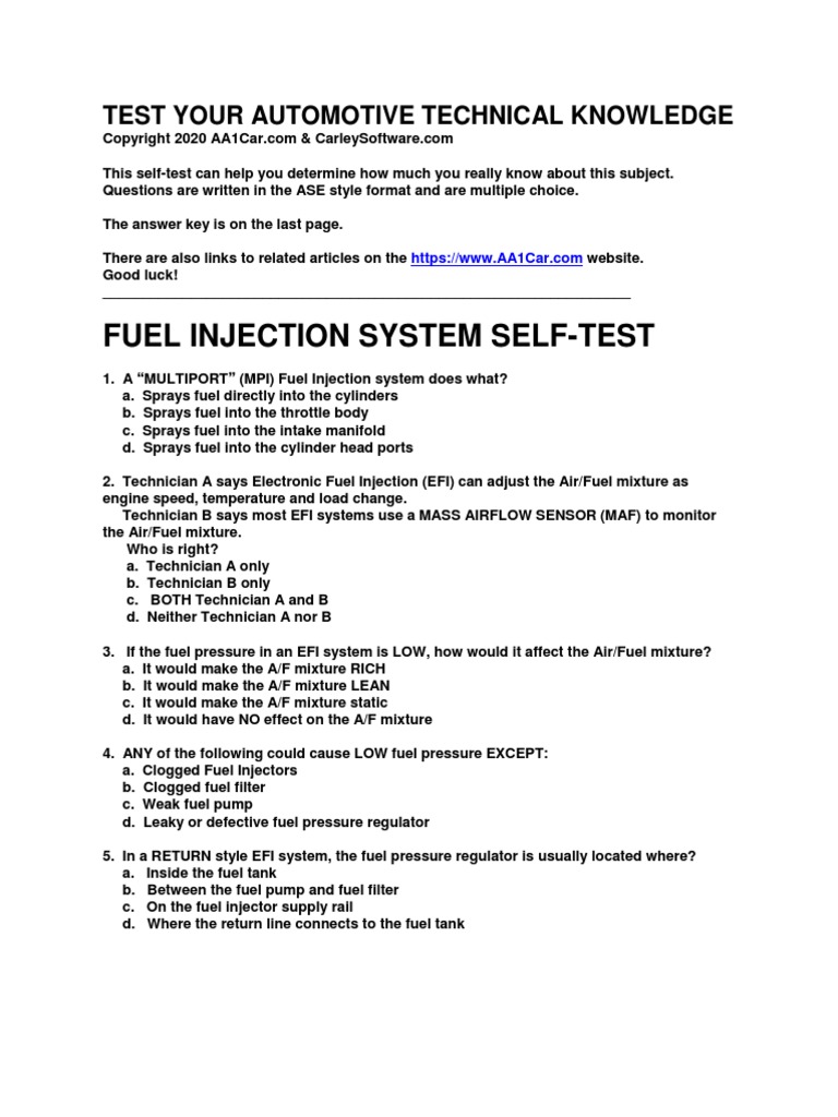 Fuel Injection System Self-Test: Test Your Automotive Technical ...