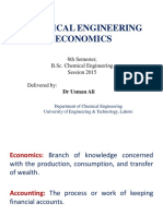 Chemical Engineering Economics: 6th Semester, B.Sc. Chemical Engineering Session 2015 Delivered by