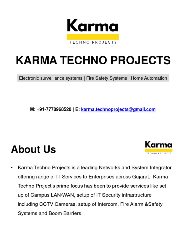 Karma Techno Projects: IT & Safety Solutions | PDF | Closed Circuit ...
