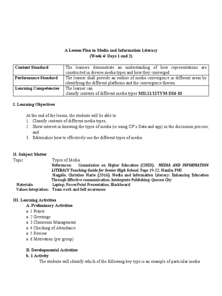 LITERACY Teaching Guide For Senior High School. Page 19-22. Manila: PNU ...