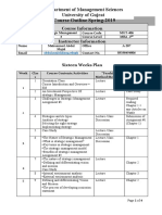 Course Outline Spring-2019: Department of Management Sciences University of Gujrat