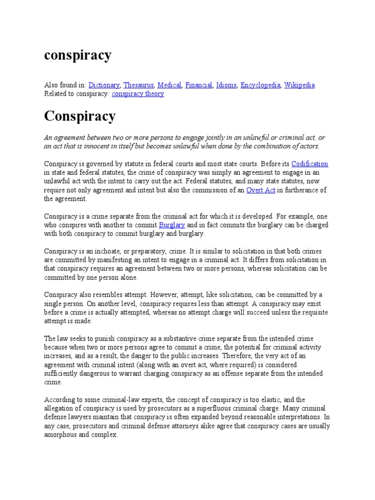 Conspiracy intelligence overview