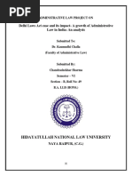 Delhi Laws Act Case and Its Impact-A Growth of Administrative Law in India: An Analysis