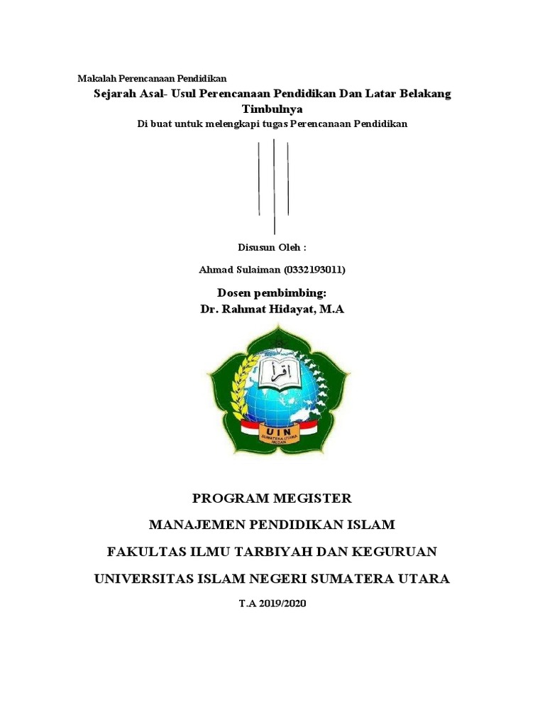 Sejarah Asal Usul Perencanaan Pendidikan Pdf