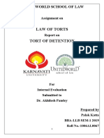 Law of Torts Tort of Detention