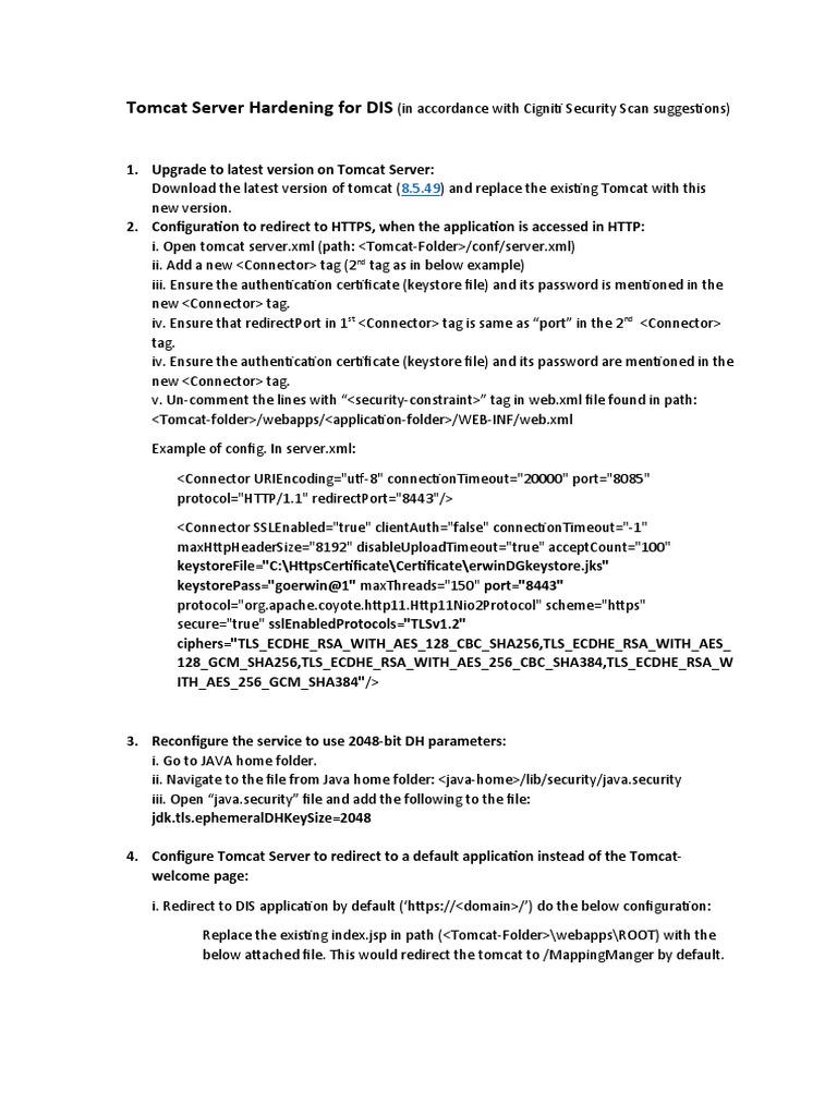 Tomcat Server Hardening Guide | PDF | Java Server Pages | Web Application