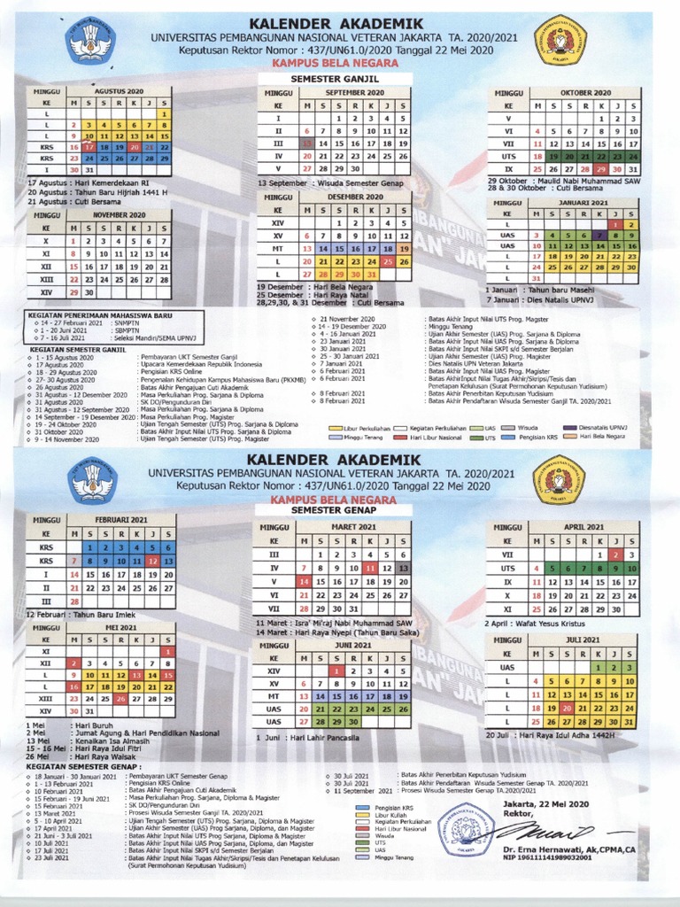 Kalender Akademik UPNVJ TA.2020-2021 | PDF