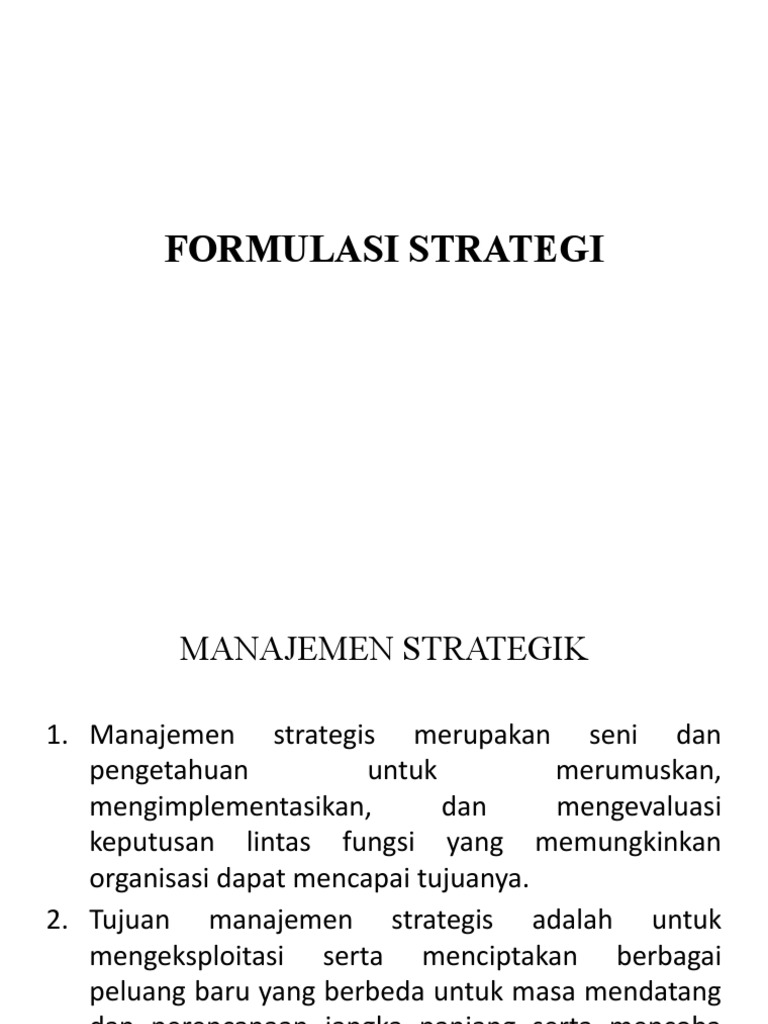 Tahapan Formulasi Strategi Bisnis | PDF | Bisnis | Pengelolaan Keuangan ...