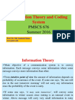 Information Theory and Coding System: PMSCS 676 Summer 2016