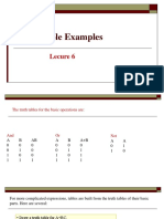 Truth Table Examples: Lecure 6