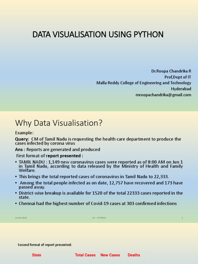 Data Visualisation Using Python | PDF | Infographics | Scatter Plot
