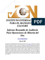 001 CYANIDE CODE - Formulario Resumen Auditoría en Minería de Oro