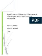 Significance of Financial Management Planning For Small and Medium Enterprise