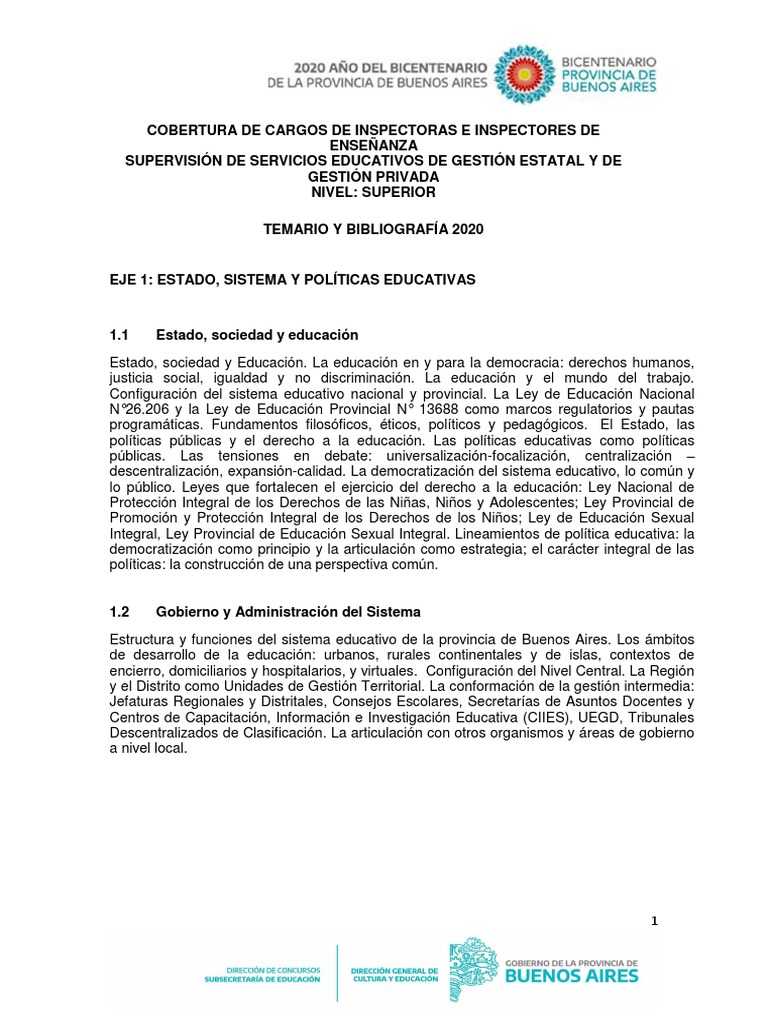 Temario Inspector Superior 2020 | PDF | Maestros | Plan de estudios