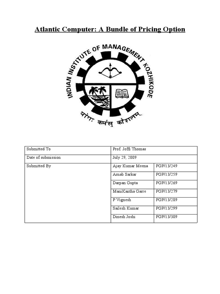 An Analysis of Pricing Strategy Options for Atlantic Computer's New