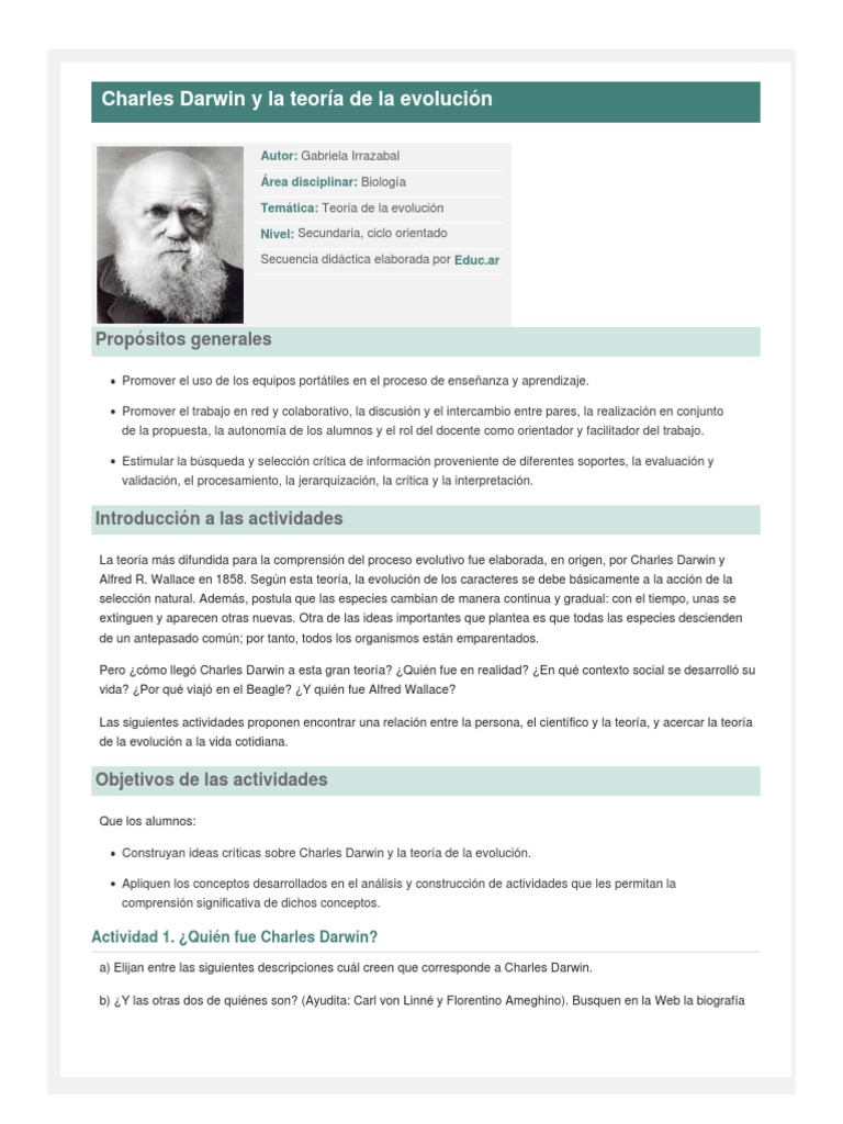Charles Darwin y La Teoría de La Evolución | PDF | Charles Darwin ...