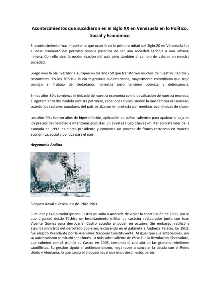 Hechos Clave de Venezuela en el Siglo XX | PDF