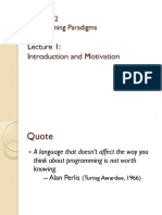 Introduction and Motivation: CITS 3242 Programming Paradigms