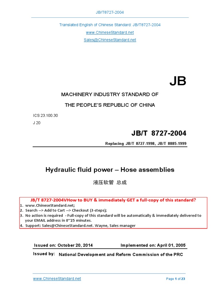 Hydraulic Hose Assemblies Standard 2004 | PDF | Screw | Engineering ...
