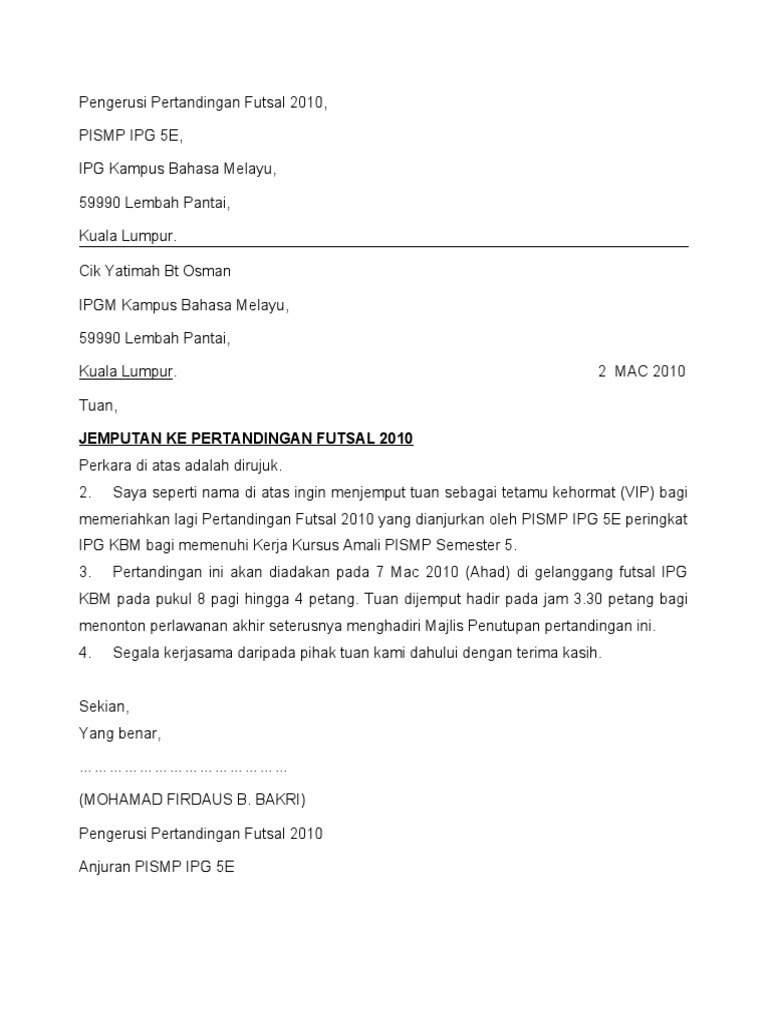 Surat Jemputan Vip Pdf