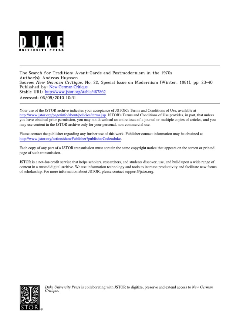 Avangarde Postmodernism | PDF | Postmodernism | Avant Garde