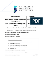 Programme Cohort BSC (Hons) Human Resource Management Bhrm/14B/Ft BSC (Hons) Accounting With Finance Bacf/14B/Ft