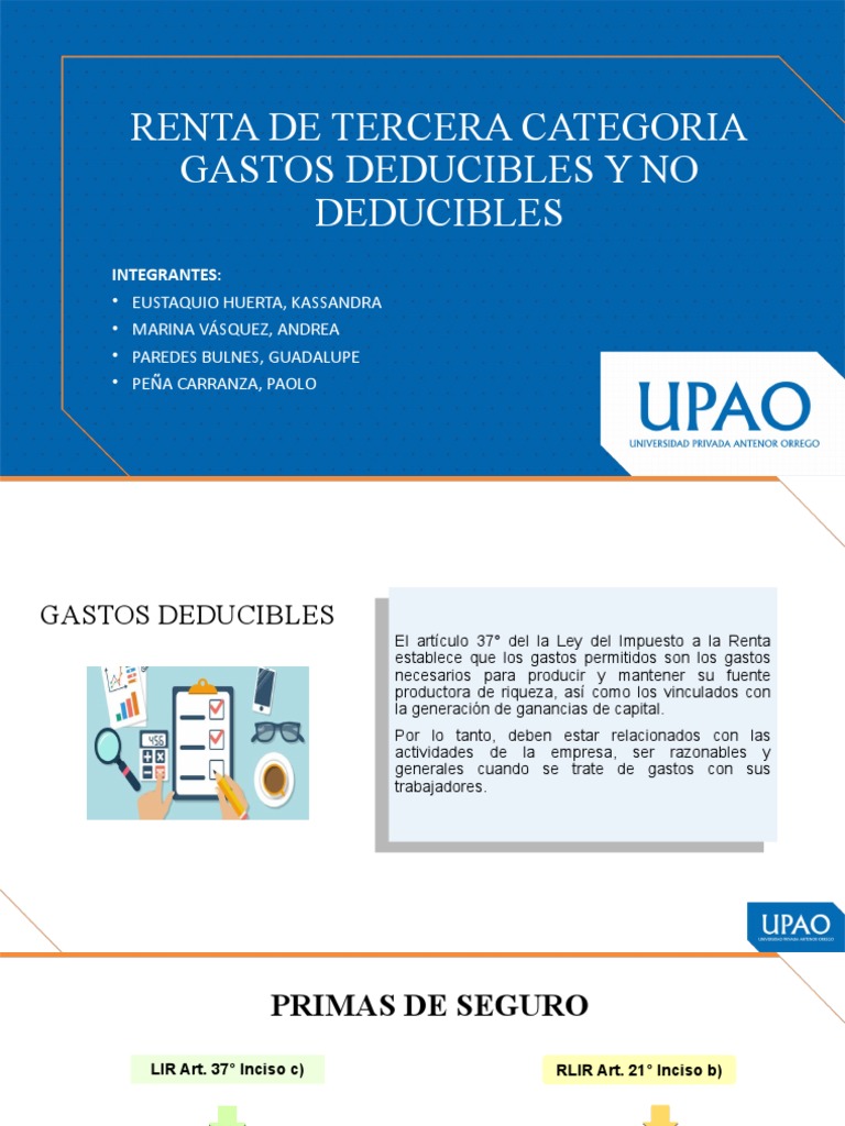 Gastos Deducibles y No Deducibles en Renta | PDF | Impuesto sobre la ...