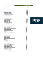 Food Holidays Spreadsheet