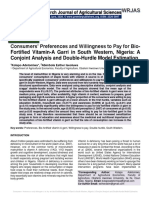 Consumers' Preferences and Willingness To Pay For Bio-Fortified Vitamin-A Garri in South Western, Nigeria: A Conjoint Analysis and Double-Hurdle Model Estimation