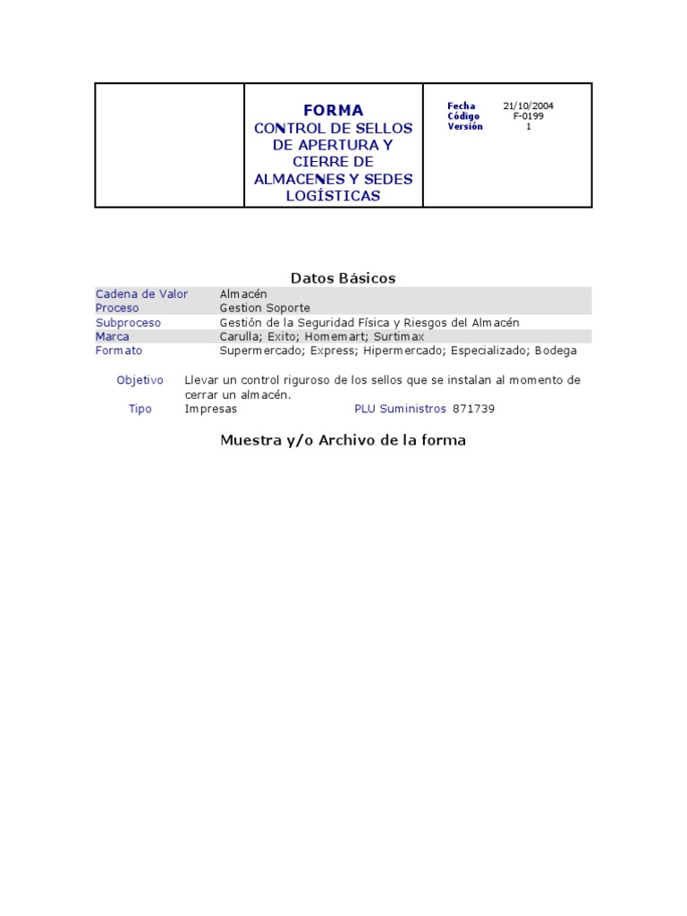 Control de Sellos en Almacenes | PDF