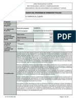 Infome Programa de Formación Titulada INFORMACION Y SERVICIOS AL CLIENTE PDF