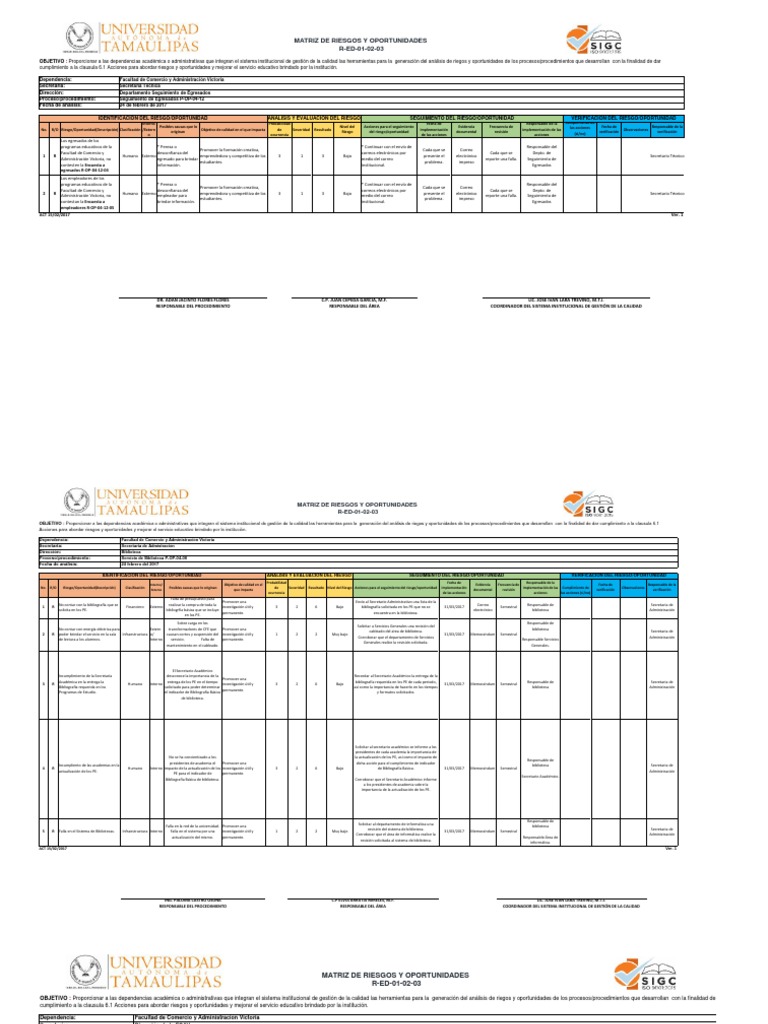 Matrices de Riesgo PDF | PDF | Gestión de la calidad | Trabajo Social