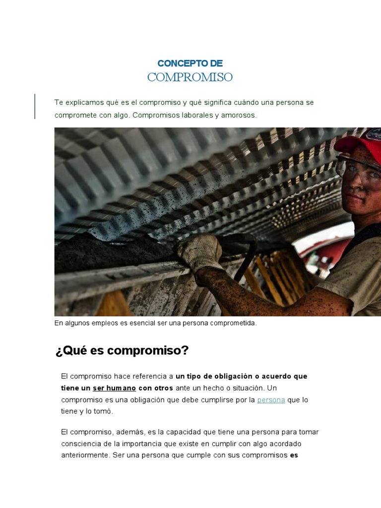 Definición y significado del compromiso | PDF | Matrimonio | Conceptos ...