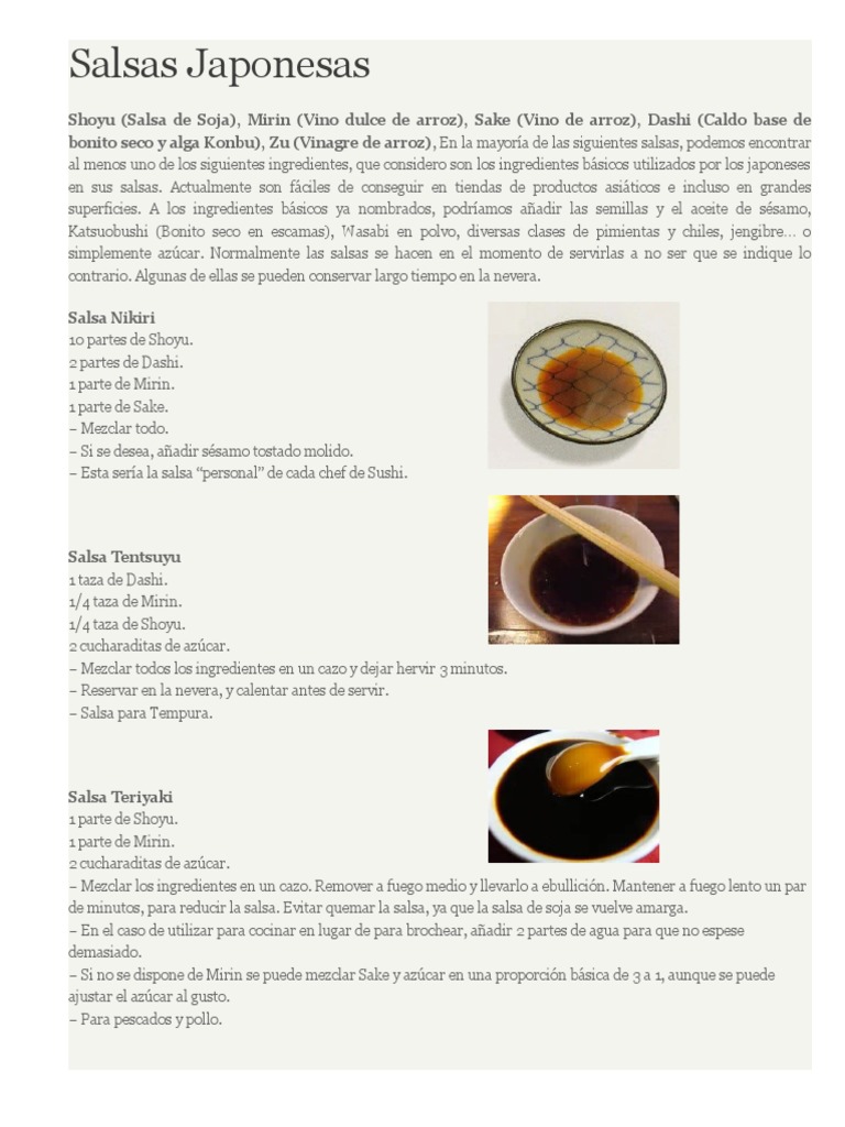 Salsas Japonesas PDF Sushi Cocina japonesa