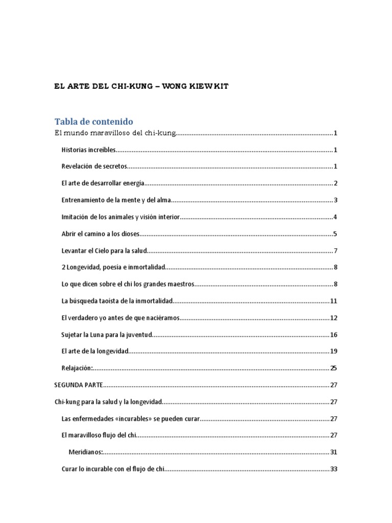 El Arte Del Chi Kung - Wong Kiew Kit | PDF | Qigong | zen