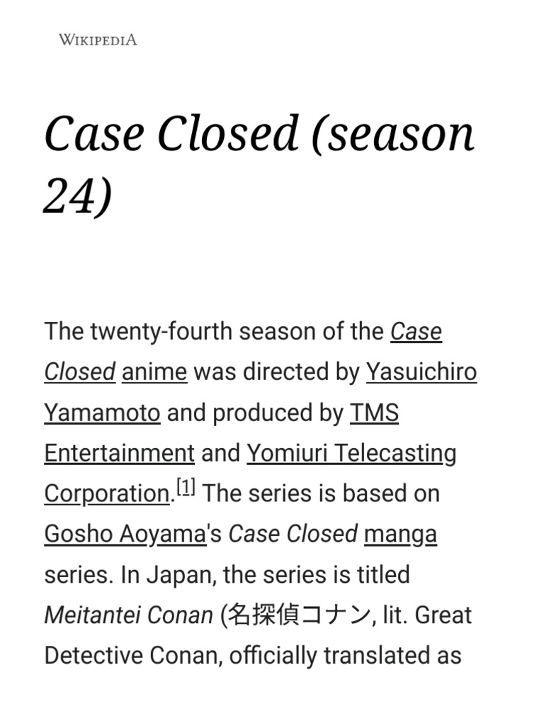 Case Closed (Season 24) Wikipedia PDF Leisure