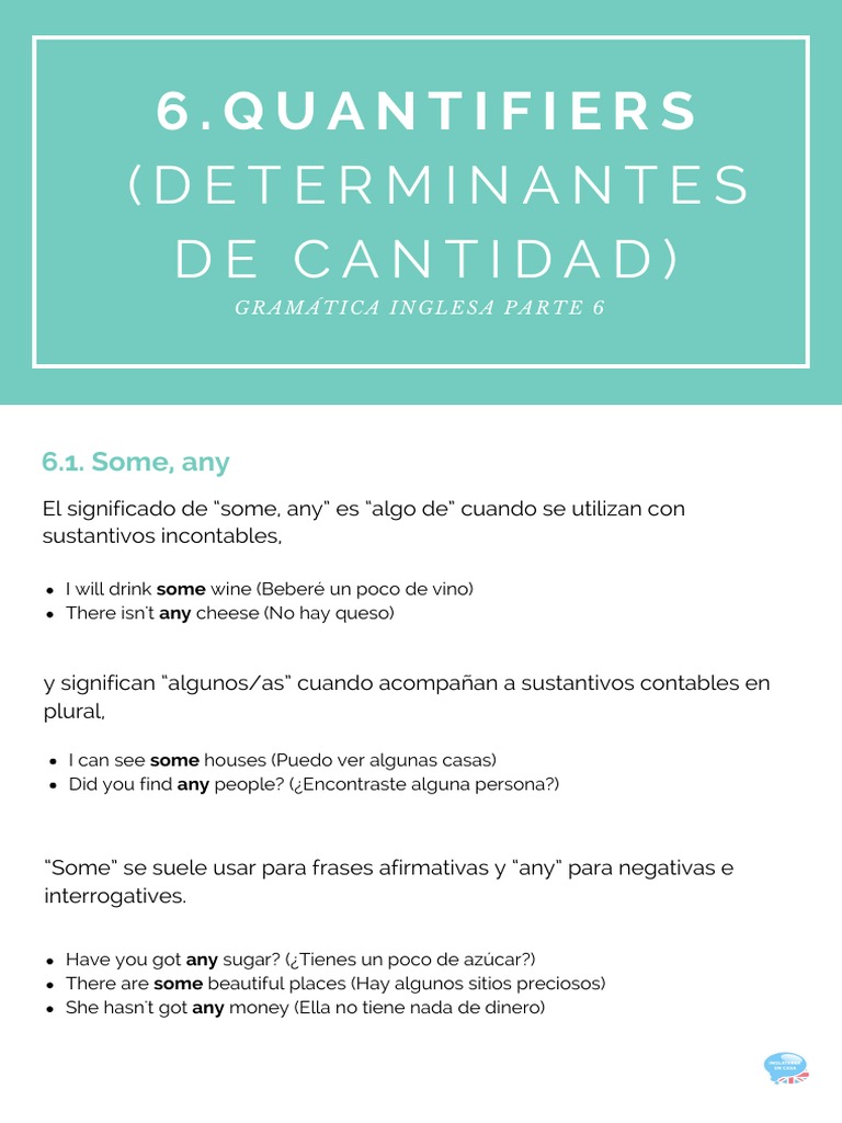 Uso de cuantificadores en inglés | PDF | Tipología Lingüística ...