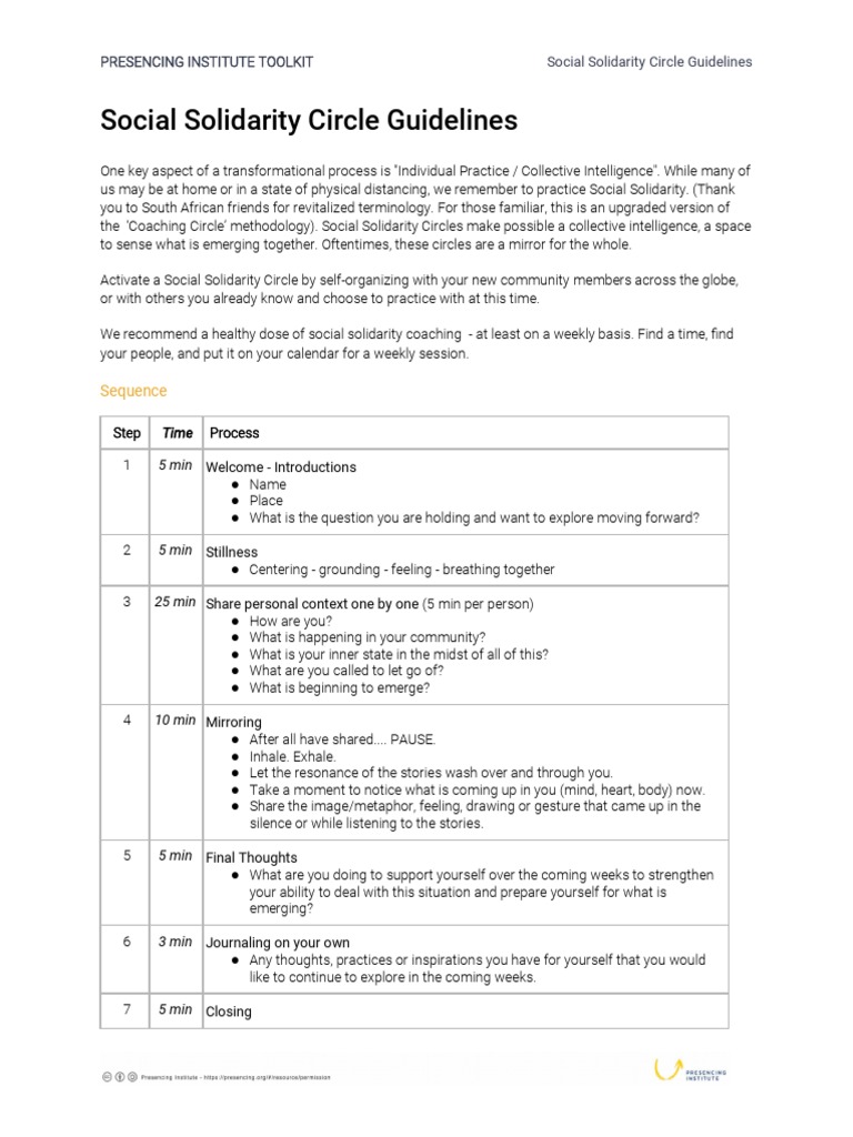 Social Solidarity Circle Guidelines | PDF | Feeling | Cognitive Science