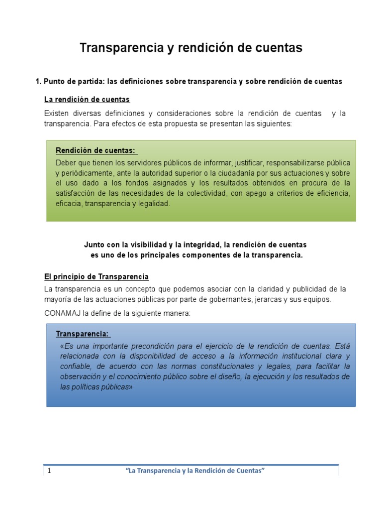 Transparencia y Rendición de Cuentas | PDF | Responsabilidad | Política