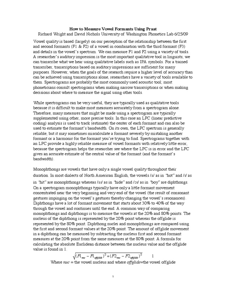 Measuring Vowel Formants with Praat | PDF | Vowel | Human Voice