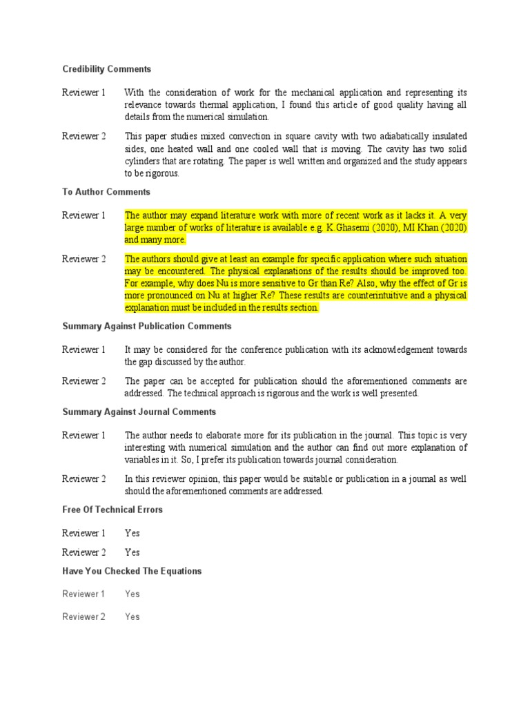 Credibility Comments: Reviewer 1 Yes Reviewer 2 Yes | PDF | Simulation ...