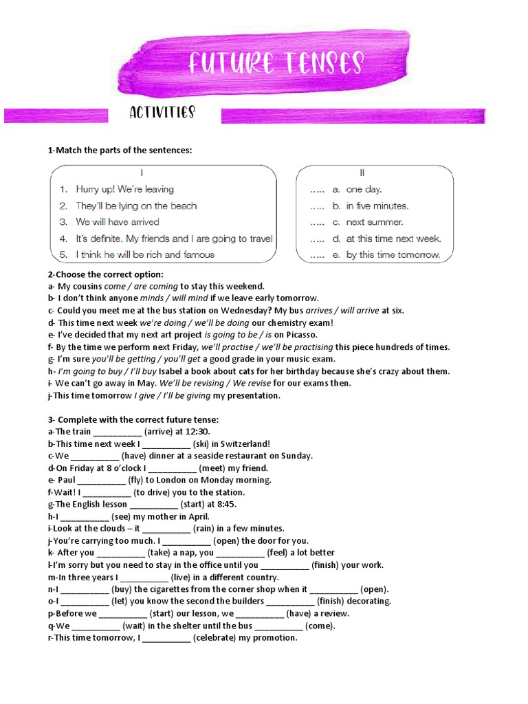 1Match The Parts of The Sentences PDF Snorkeling Water Sports