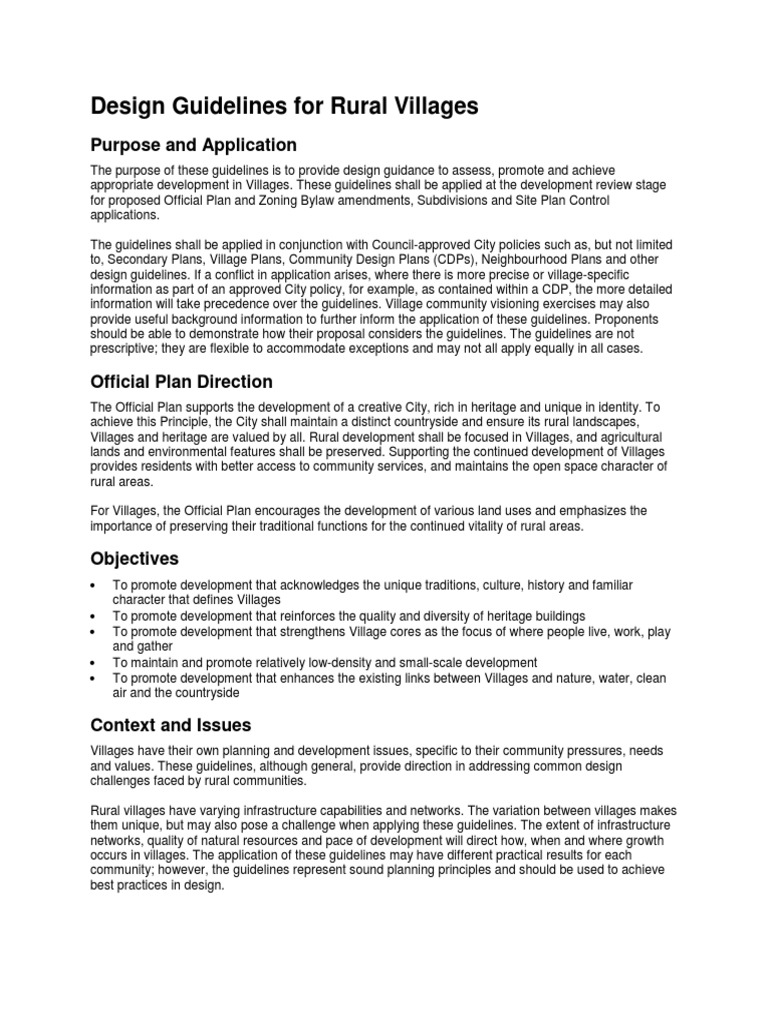 Rural Village Design Guidelines | PDF | Street | Sidewalk