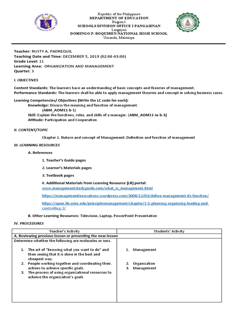 DETAILED LESSON LOG 3rd | PDF | Goal | Learning