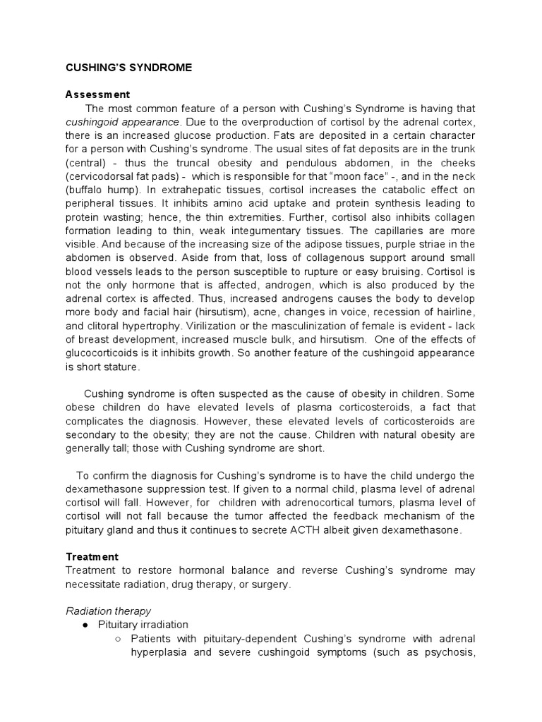 Cushingoid Appearance. Due To The Overproduction of Cortisol by The Adrenal Cortex PDF